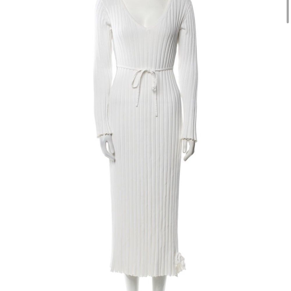 DISSH White Long Sleeve Ribbed Dress